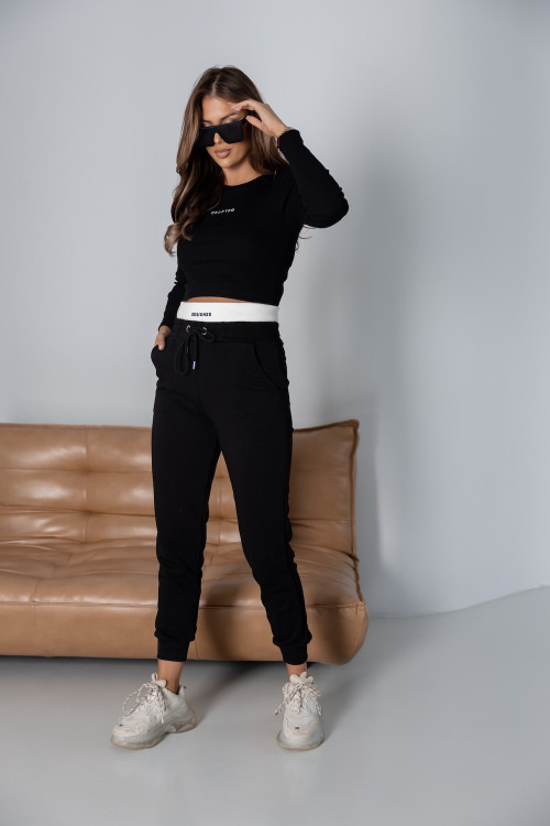 Tracksuit set with a striped top - crafted - Black