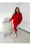 Damen 3-in-1 Trainingsanzug-Set mit Druckknöpfen - Rot - 4359
