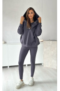 Damen 3-in-1 Trainingsanzug-Set mit Druckknöpfen - Graphit - 4359