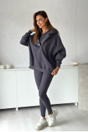 Damen 3-in-1 Trainingsanzug-Set mit Druckknöpfen - Graphit - 4359