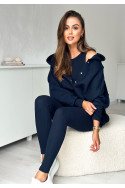 Damen 3-in-1 Trainingsanzug-Set mit Druckknöpfen - Marineblau - 4359