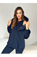 Damen 3-in-1 Trainingsanzug-Set mit Druckknöpfen - Marineblau - 4359