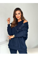 Damen 3-in-1 Trainingsanzug-Set mit Druckknöpfen - Marineblau - 4359