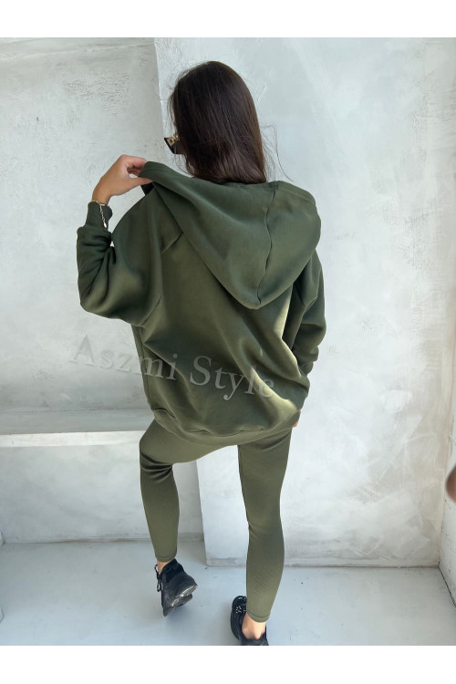 Komplet dresowy damski 3w1 z napami - Khaki - 4359