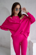 Damen 3-in-1 Trainingsanzug-Set mit Druckknöpfen - Fuchsia - 4359