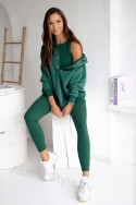 Damen 3-in-1 Trainingsanzug-Set mit Druckknöpfen - Flaschengrün - 4359