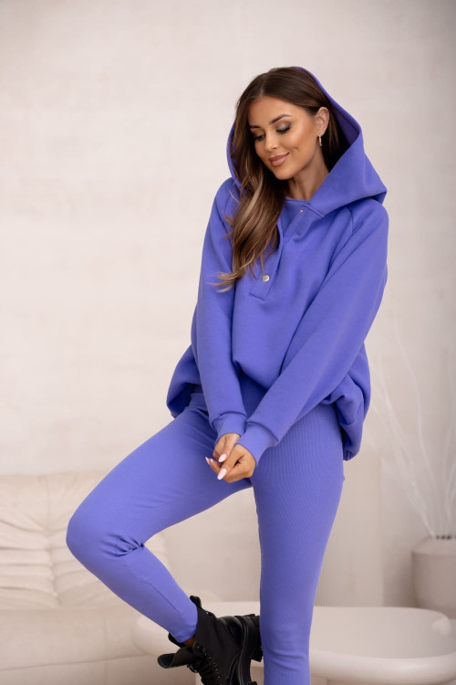 Damen 3-in-1 Trainingsanzug-Set mit Druckknöpfen - Lila - 4359