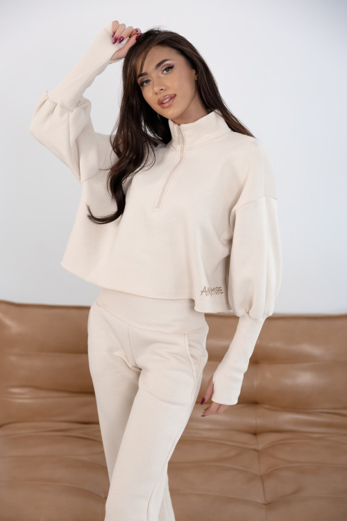 Women's tracksuit - I don't care - Beige - 5339