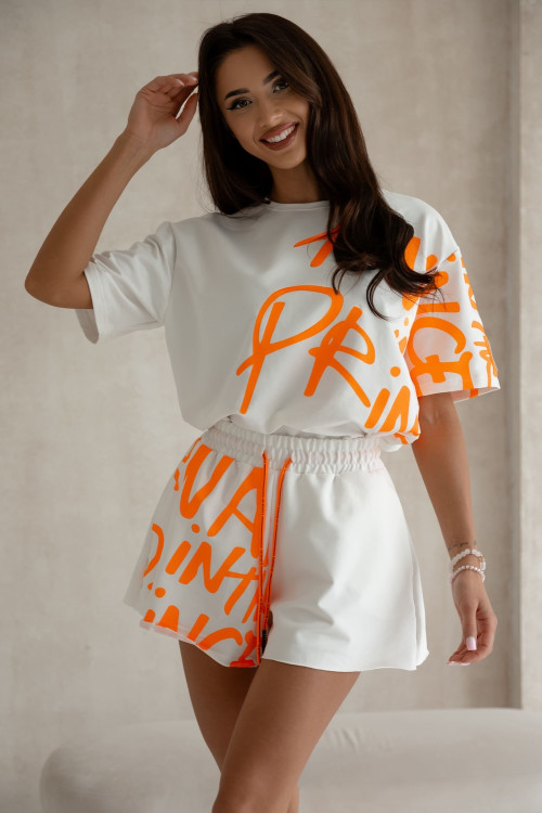 Set "Neon Vibe" - Damen-Set mit Neon-Print - Ecru - 5373