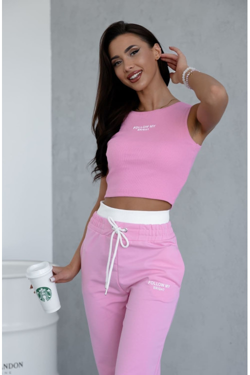 Women's set with sleeveless top - Follow My Bright - Powder Pink - 5395