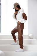 Chocolate and white oversized tracksuit set – sweatshirt and pants