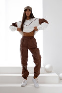 Chocolate and white oversized tracksuit set – sweatshirt and pants