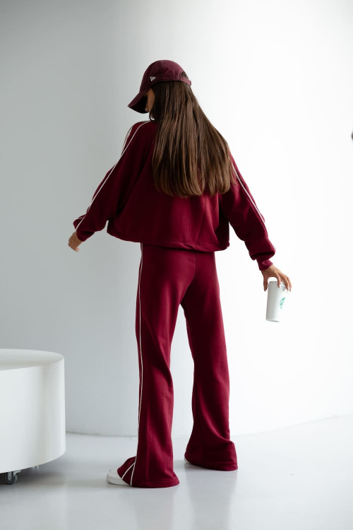 Tracksuit set with buttons – burgundy
