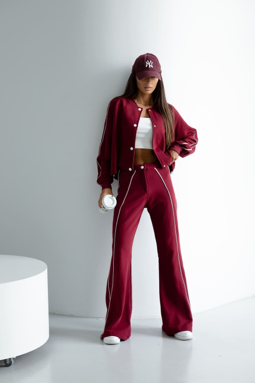 Tracksuit set with buttons – burgundy