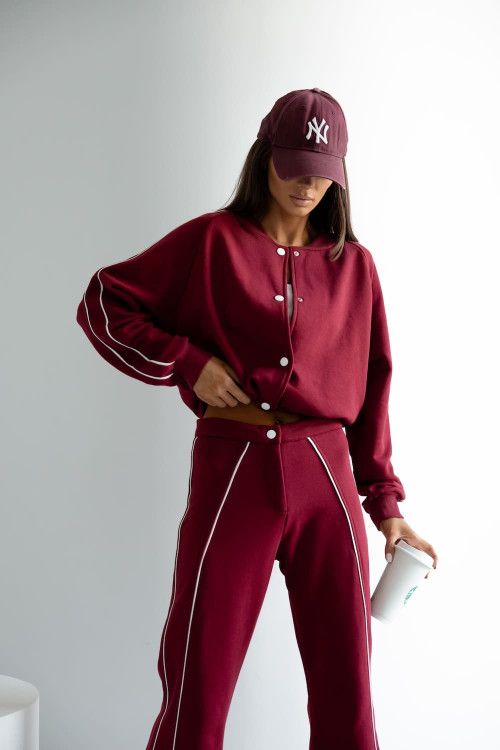 Tracksuit set with buttons – burgundy