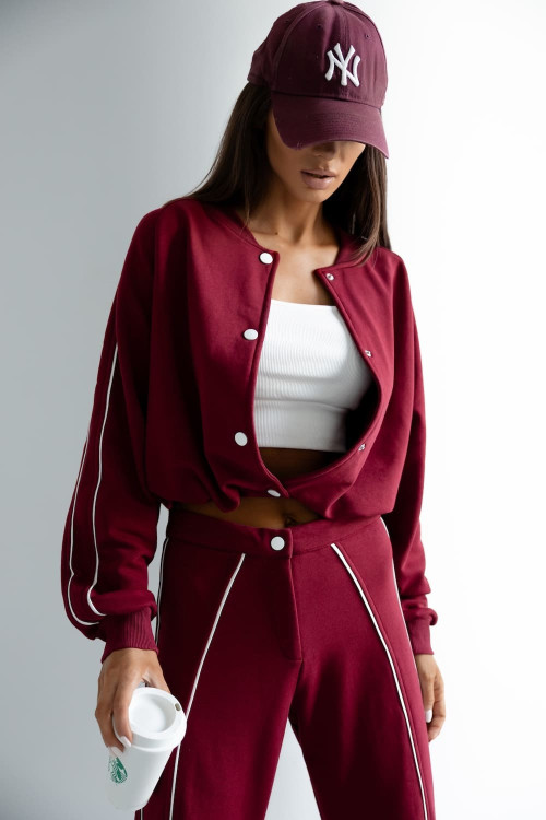 Tracksuit set with buttons – burgundy