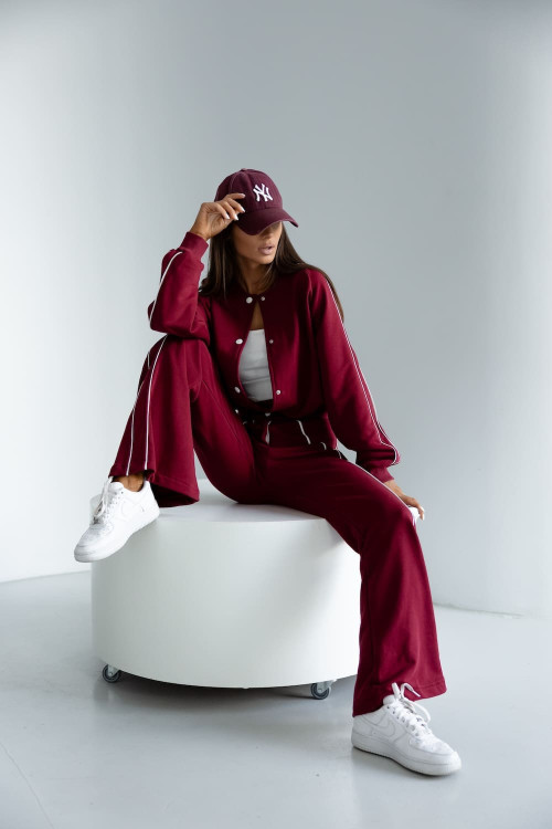 Tracksuit set with buttons – burgundy