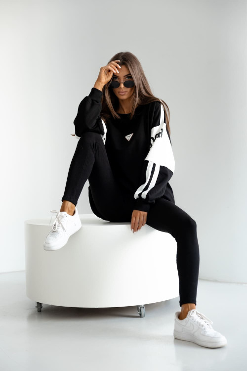 Women's set with oversized sweatshirt and leggings – black