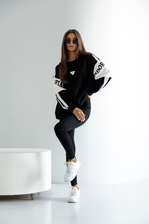 Women's set with oversized sweatshirt and leggings – black