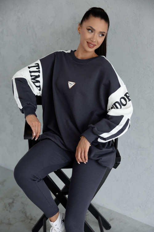 Grafitowy komplet damski z legginsami oversize