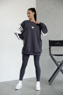 Grafitowy komplet damski z legginsami oversize