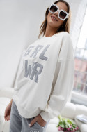 Women's spring tracksuit set with embroidery Grl Pwr - Grey