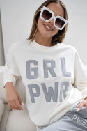 Women's spring tracksuit set with embroidery Grl Pwr - Grey