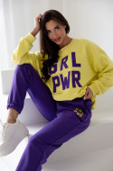 Damen Frühlings-Trainingsanzug-Set mit Stickerei Grl Pwr - Lila