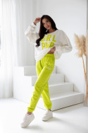 Damen Frühlings-Trainingsanzug-Set mit Stickerei Grl Pwr - Lemon
