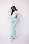 Women's spring tracksuit set with embroidery Grl Pwr - Turquase