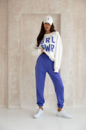 Women's spring tracksuit set with embroidery Grl Pwr - Azure