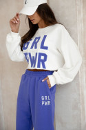Women's spring tracksuit set with embroidery Grl Pwr - Azure