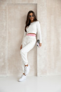 Tracksuit with striped top - crafted - Ecru