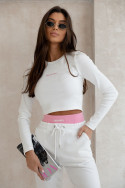Tracksuit with striped top - crafted - Ecru