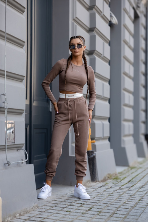 Tracksuit with striped top - crafted - Chocolate