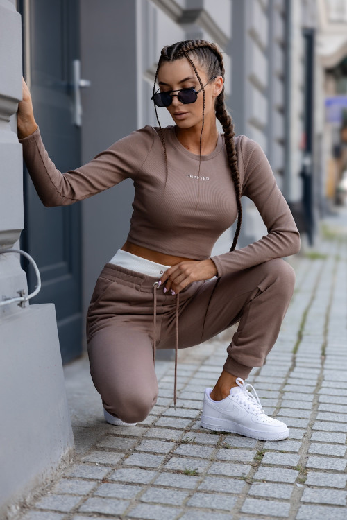 Tracksuit with striped top - crafted - Chocolate